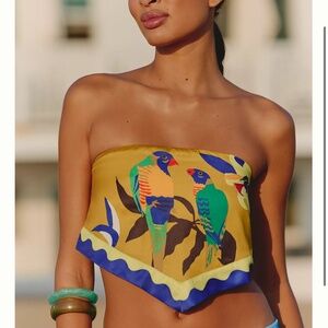 NWT Celandine X Claire Colin Anthropologie Strapless Tropical Scarf Top XS